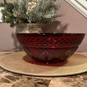 Luminarc Cristal D’Arques Durand France Ruby Red Large Serving Bowl